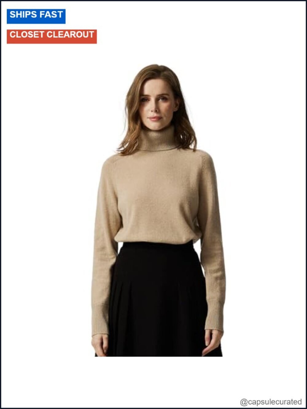 100% Cashmere Turtleneck Long Sleeve Pullover Sweater